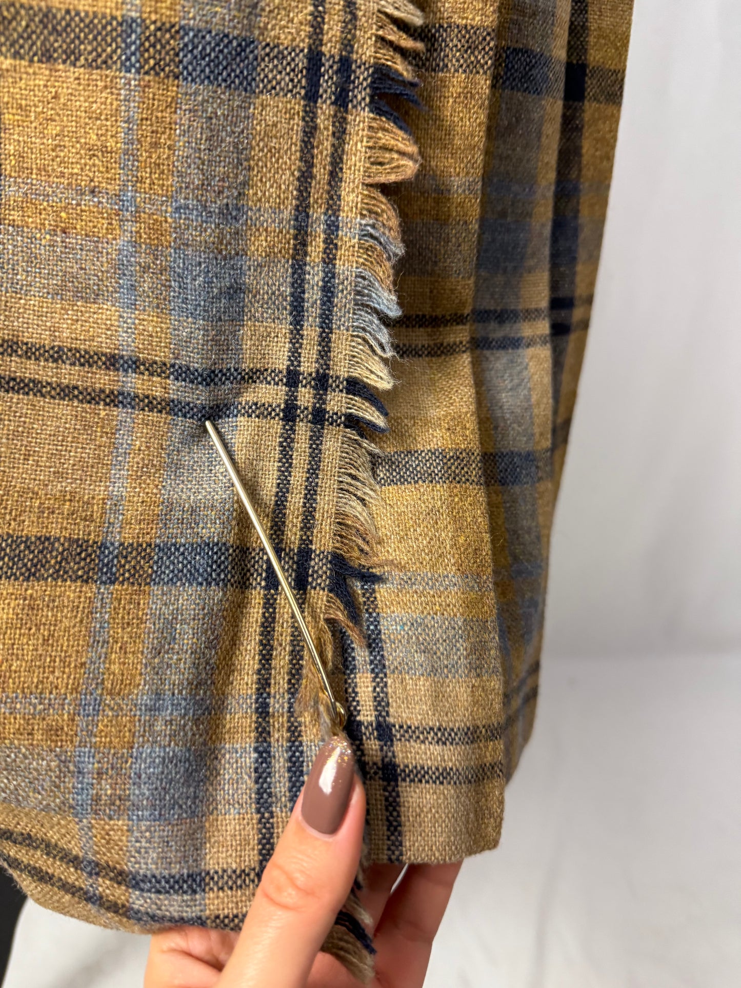 Gonna in lana tartan color miele e blu- TG. 40