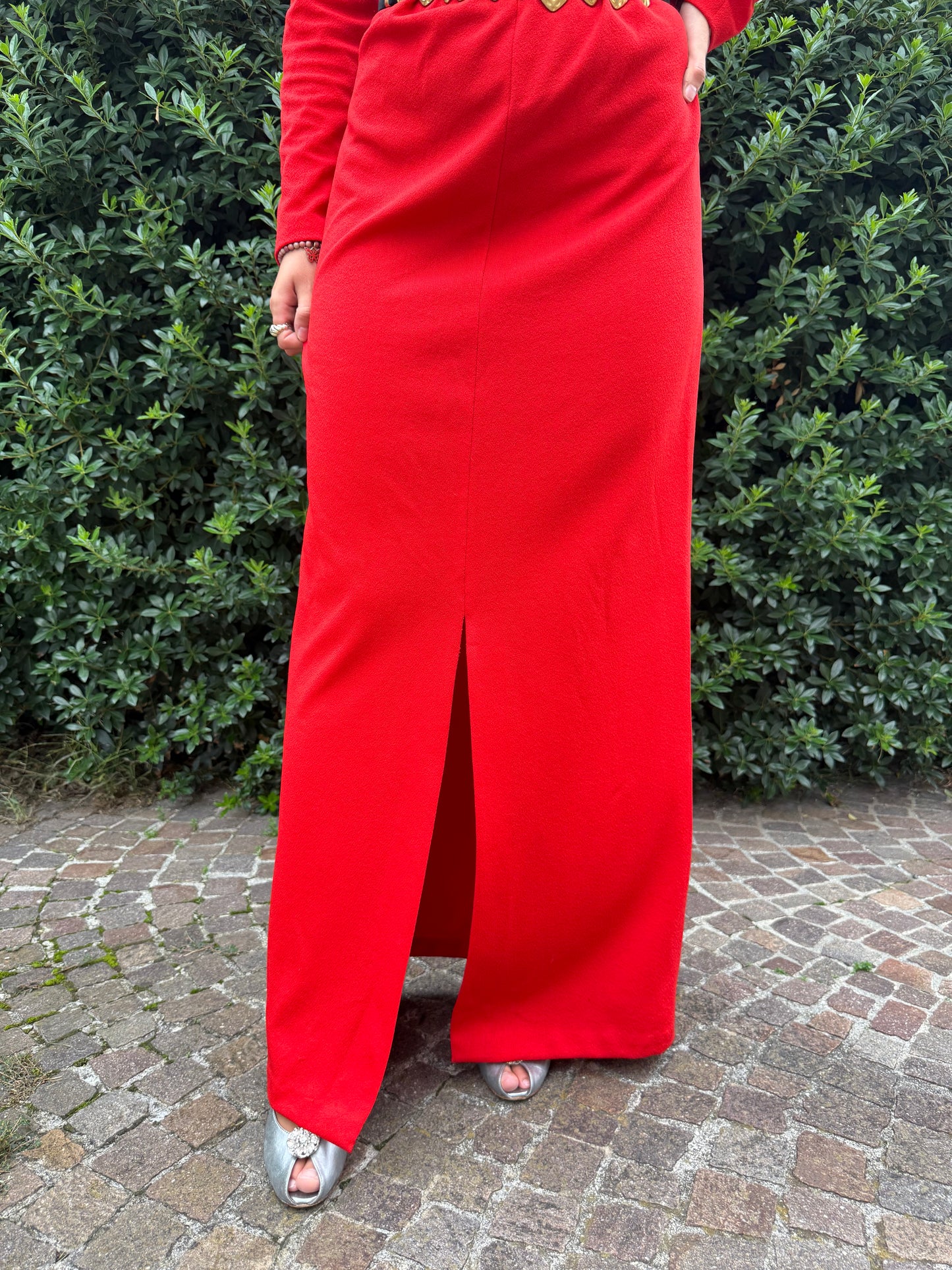 Maxi dress anni ‘70 rosso e oro - TG. 42/44