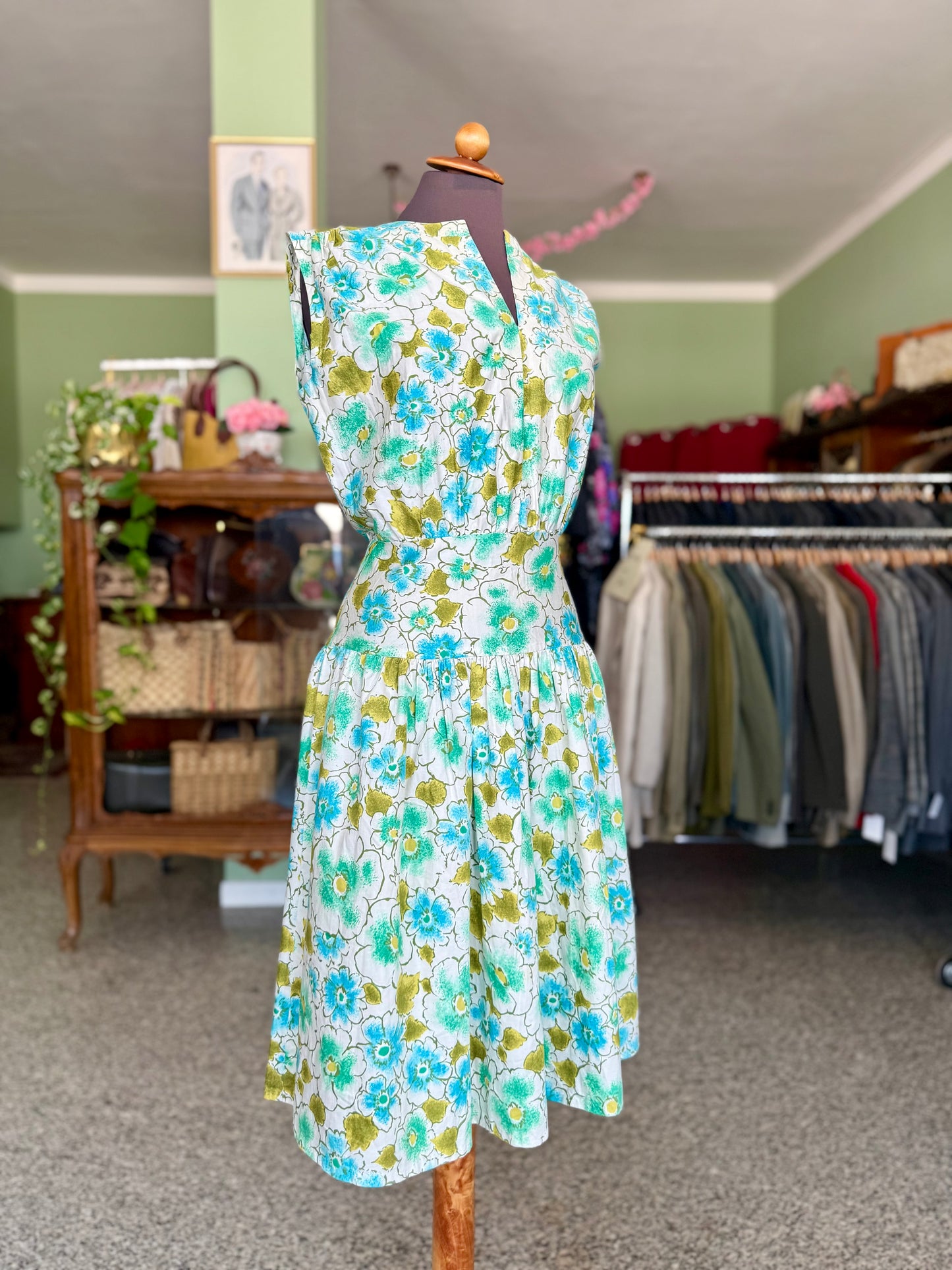 Cotone fiori azzurri