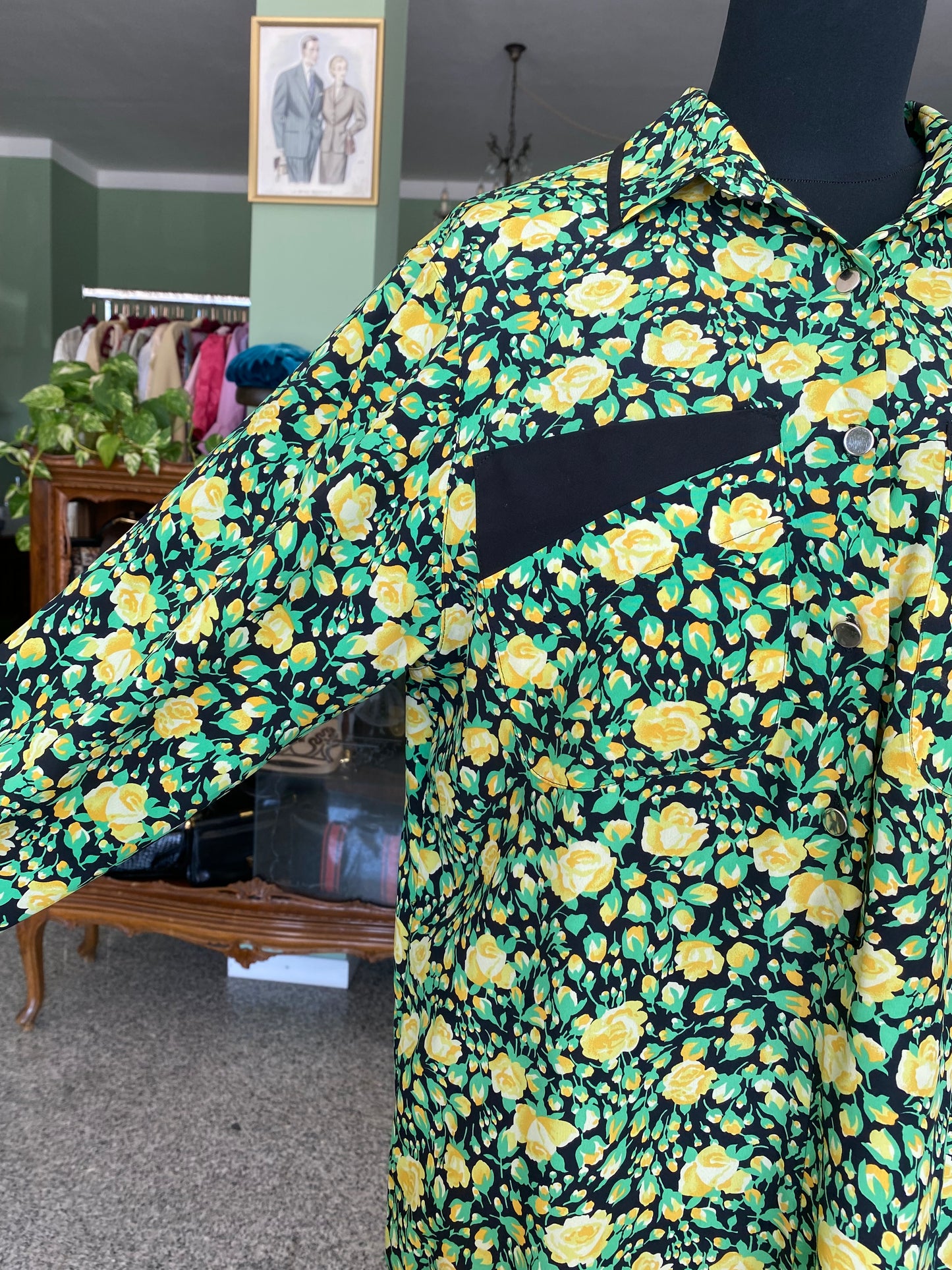 Abito in pura seta fiori gialli - TG. 46 circa