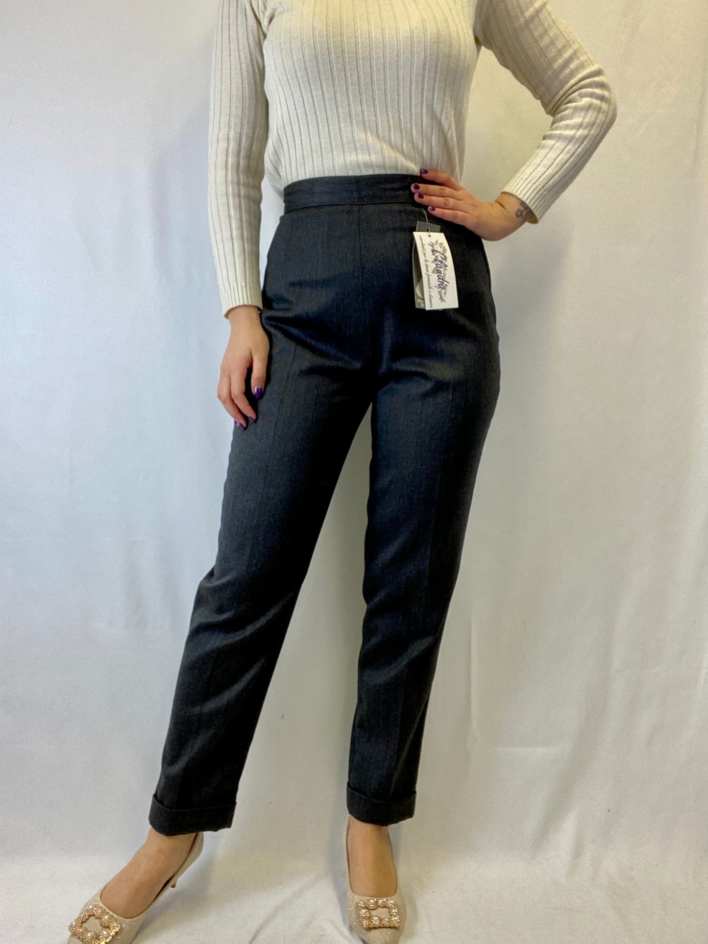 Pantaloni classici grigio scuro - TG. 38