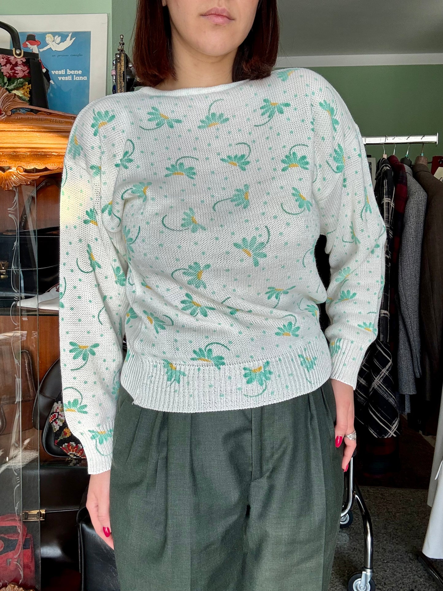 Blusa in cotone con fantasia floreale - TG. 40/42