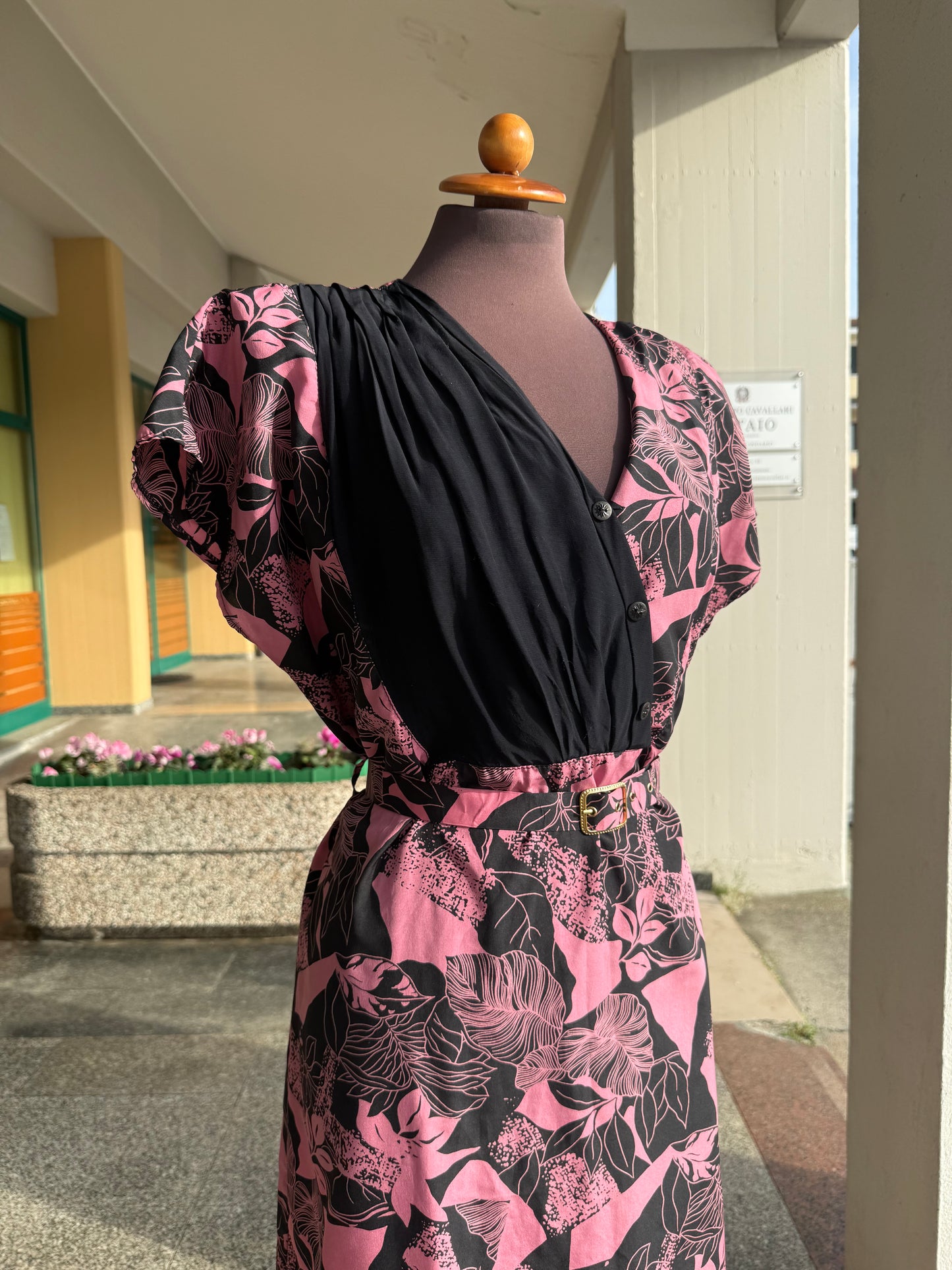 Abito anni ‘80 rosa e nero - TG. 42/44