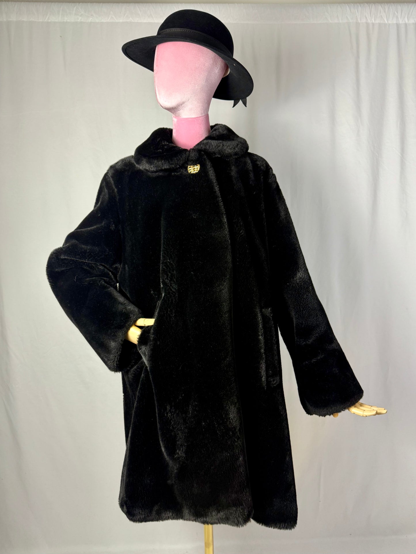Teddy coat anni ‘80 in eco pelliccia - TG. 44 circa