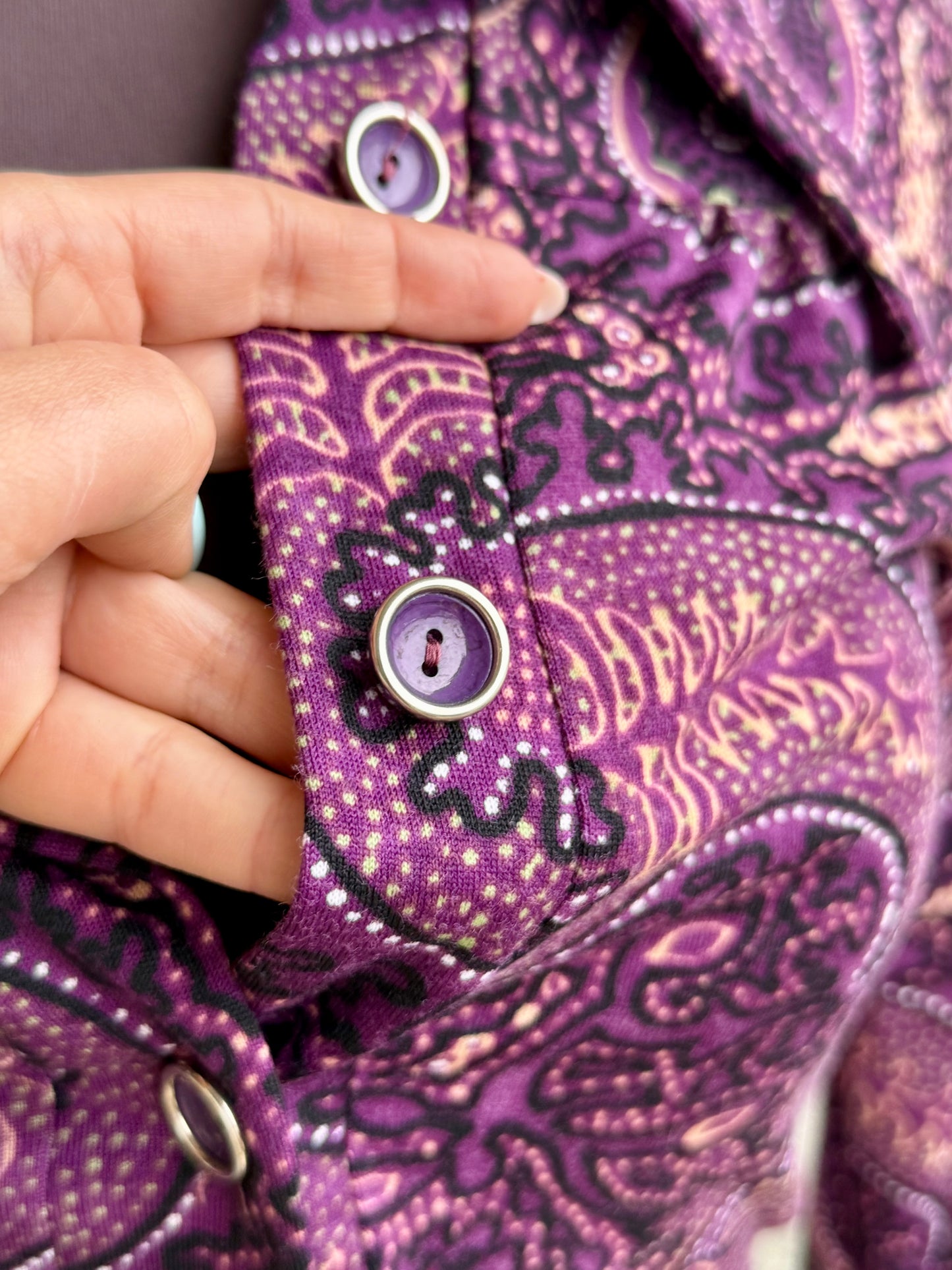 Abito chemisier paisley viola NOS - TG. 38