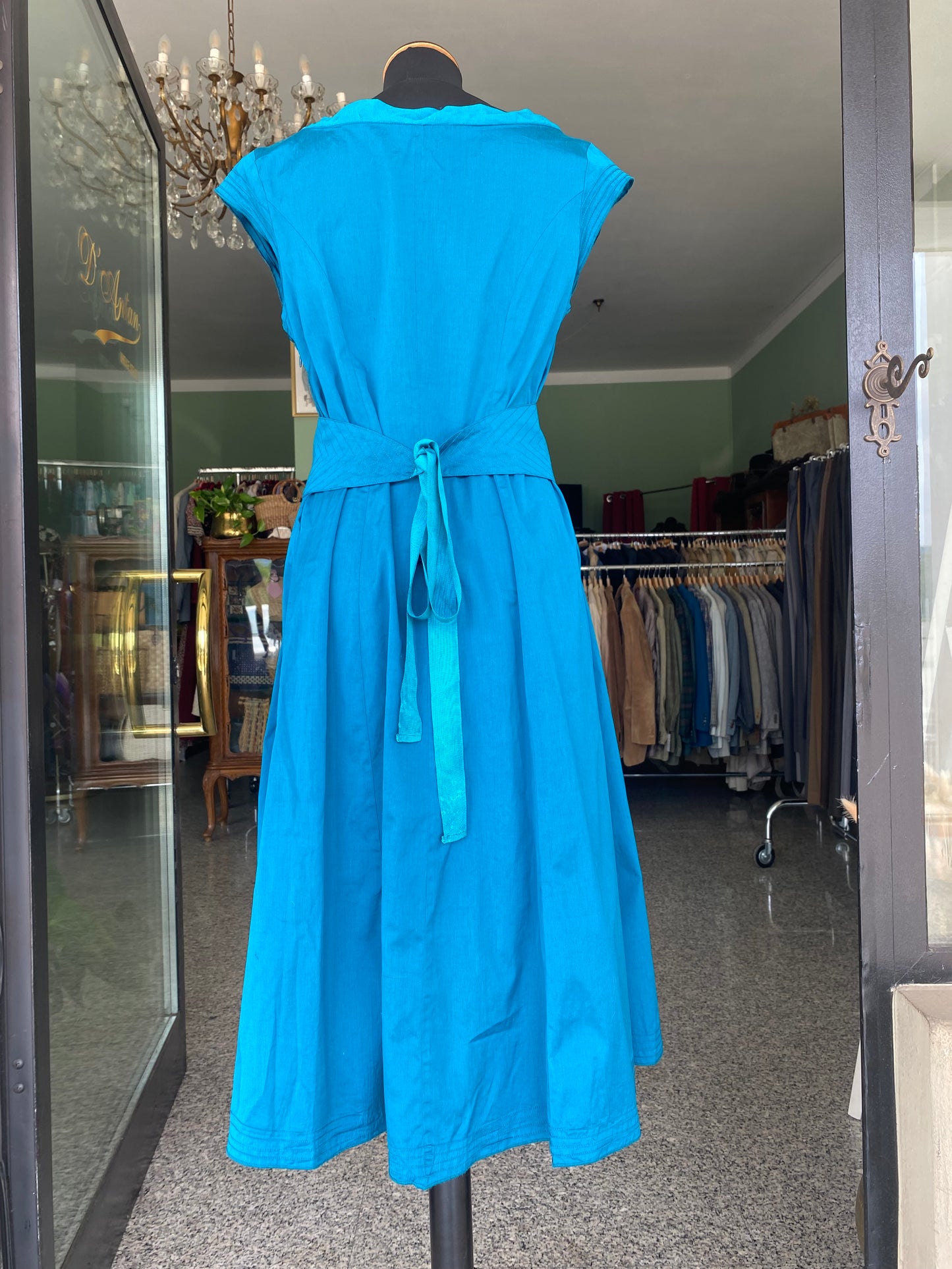 Abito in pura seta blu ottanio - TG. 42/44