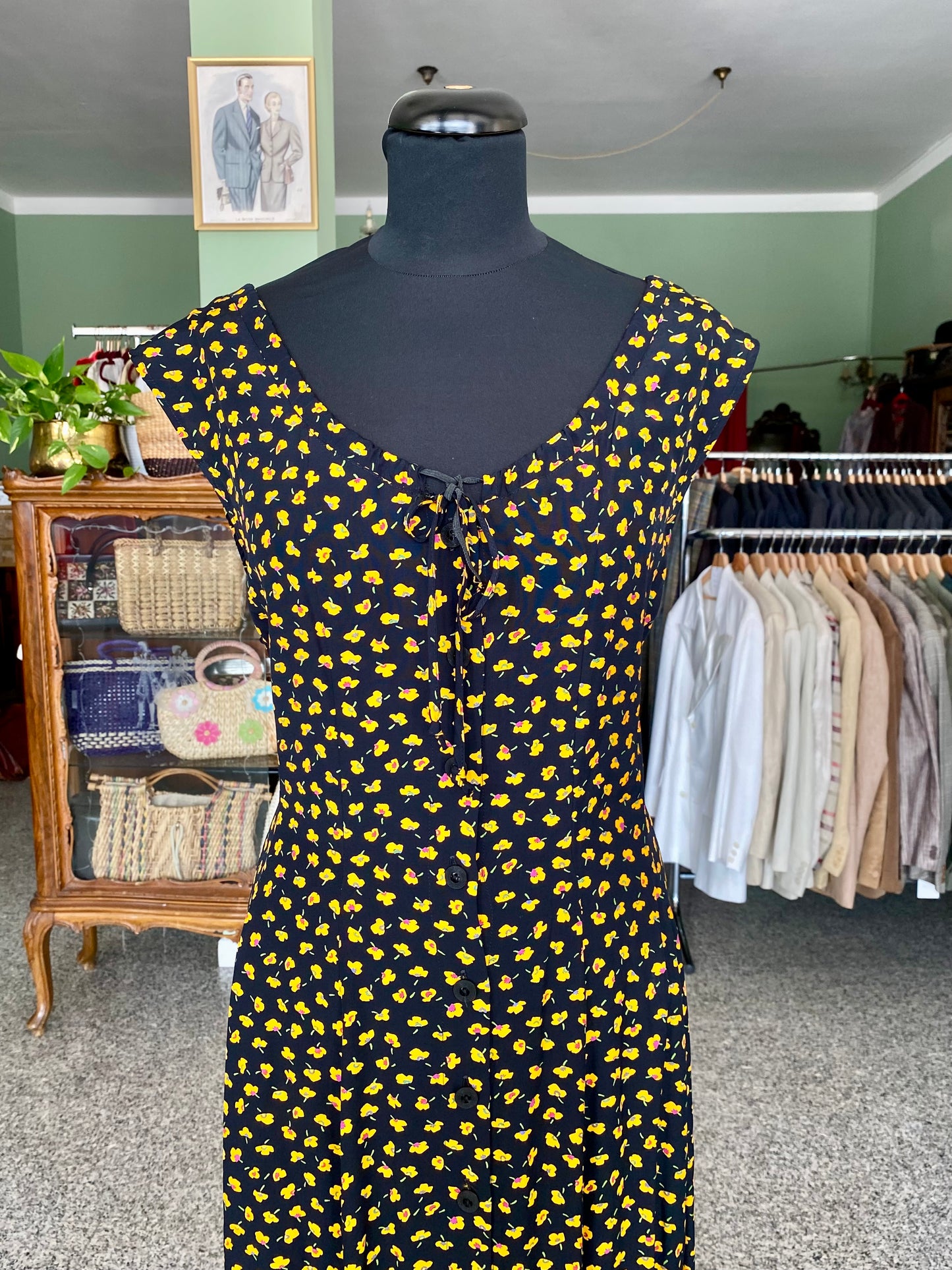 Abito estivo con micro fantasia floreale gialla - TG. 44