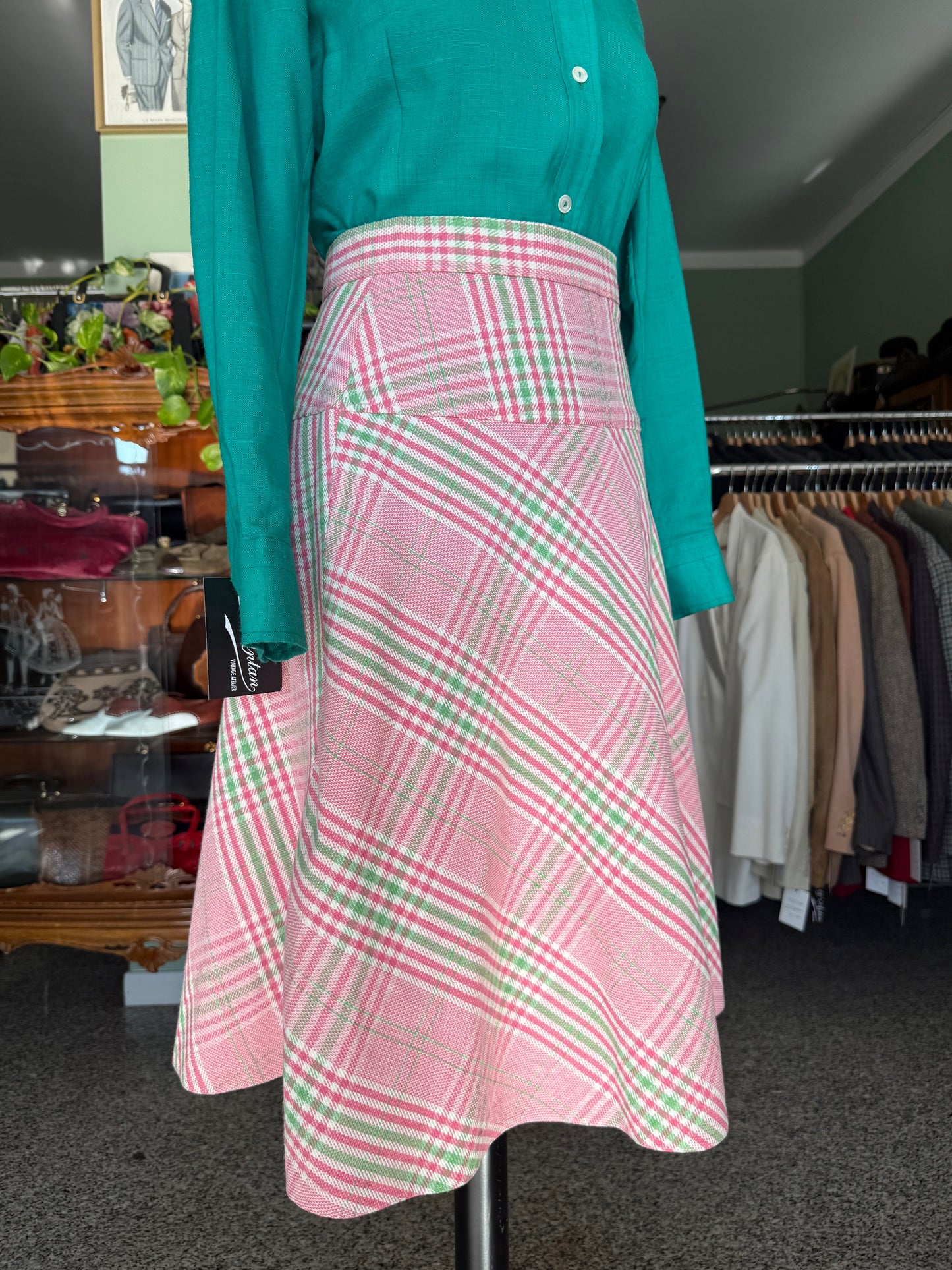 Gonna scozzese rosa e verde anni ‘70 - TG. 40