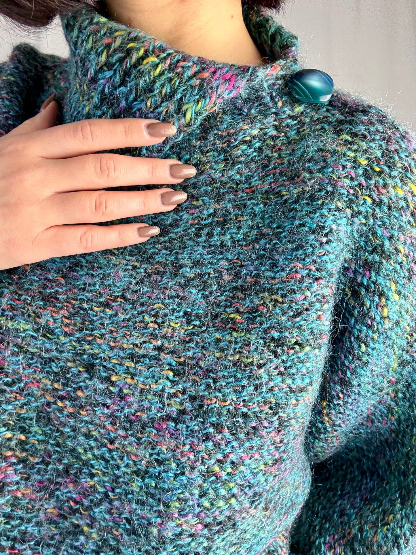 Maglione anni ‘80 mélange con collo strutturato - TG. 40-46