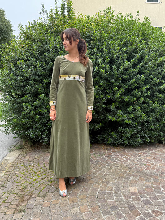 Maxi dress anni ‘70 in velluto - stile Regency - TG. 38/40