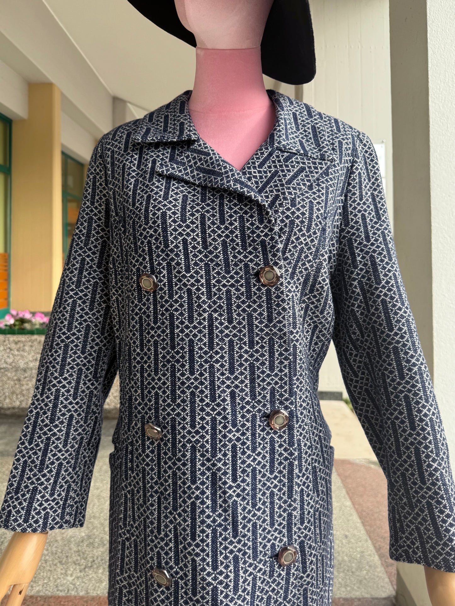 Cappotto anni ‘60 bianco e blu - TG. 48/50