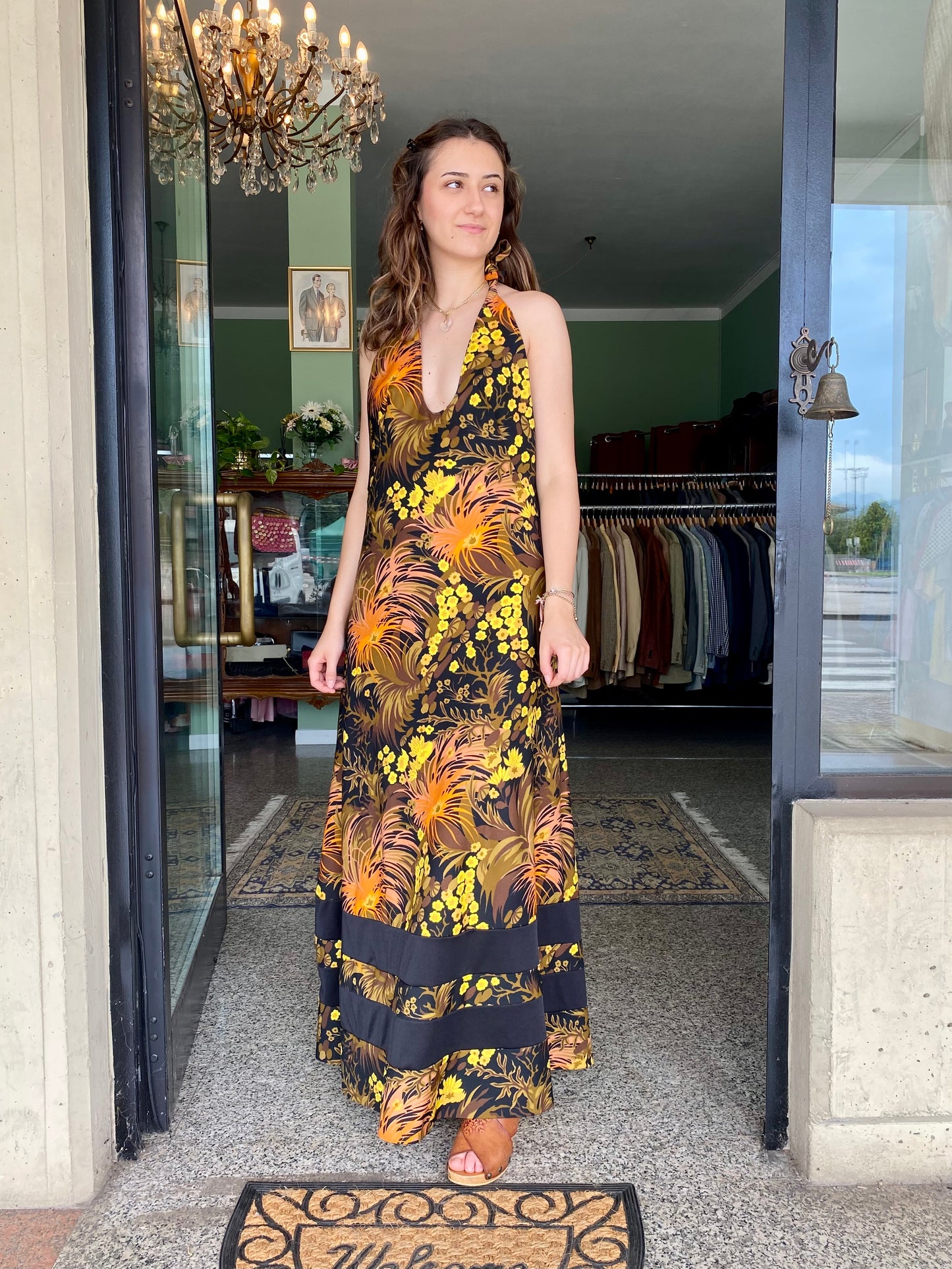 Maxi dress anni ‘70  con schiena nuda - TG. 40