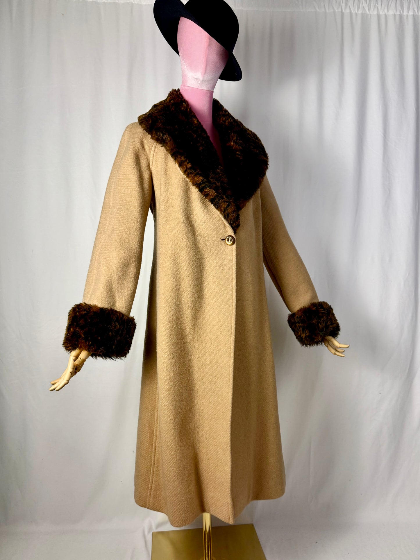 Cappotto in pura lana con eco pelliccia leopardata - TG. 42