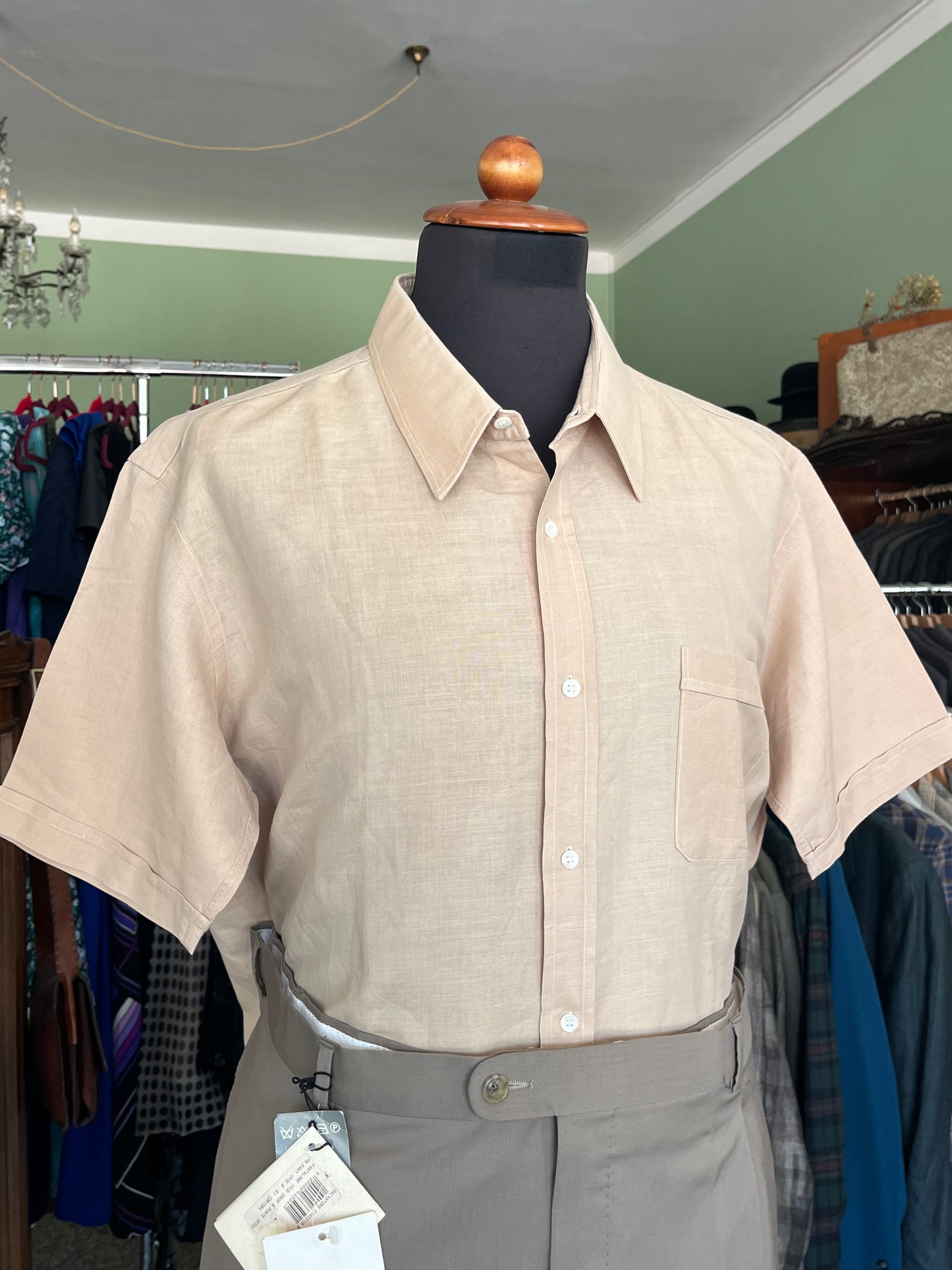 Camicia a maniche corte lino M-L