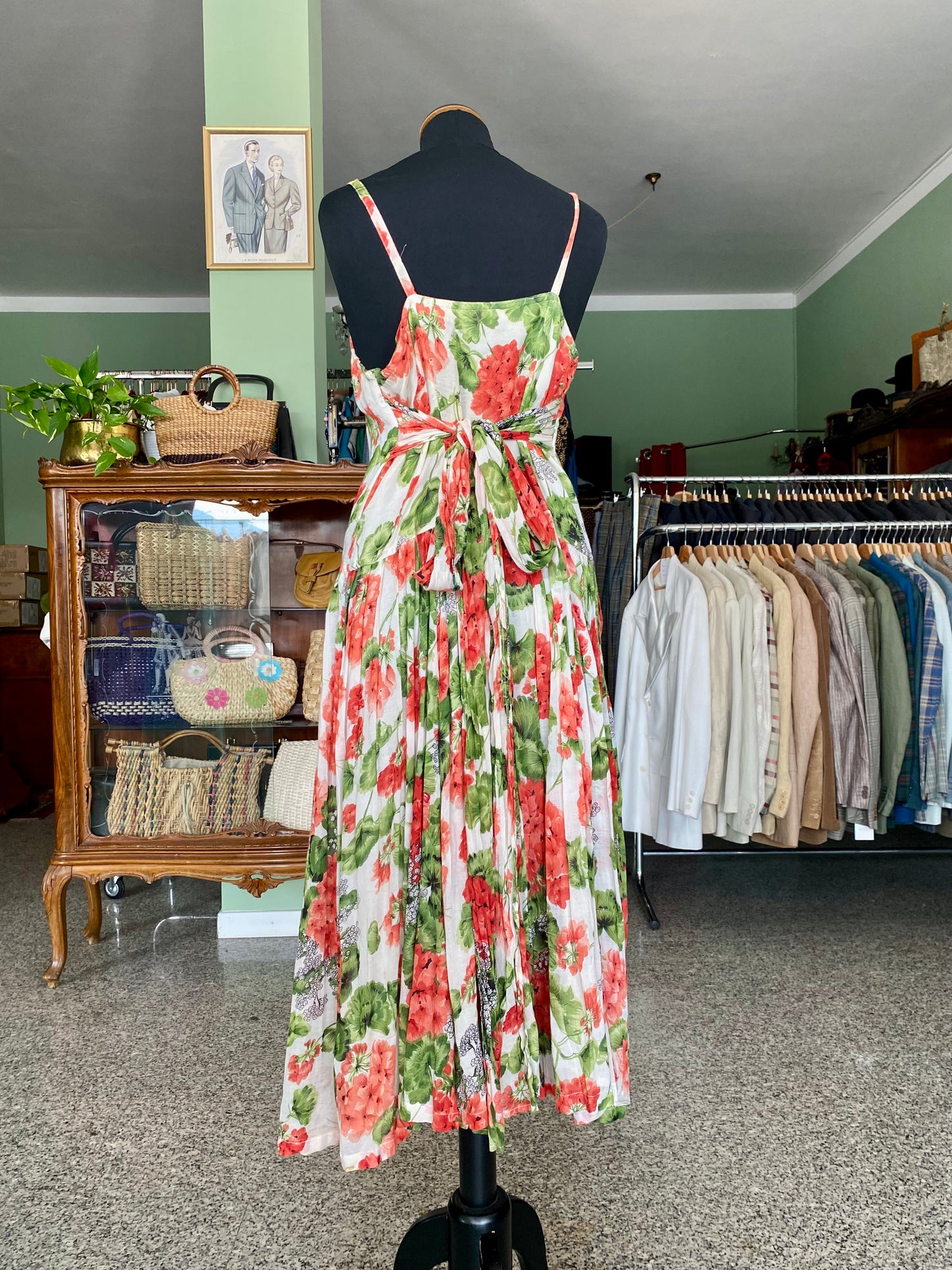 Abito in mussola di cotone con gerani - TG. 40/42