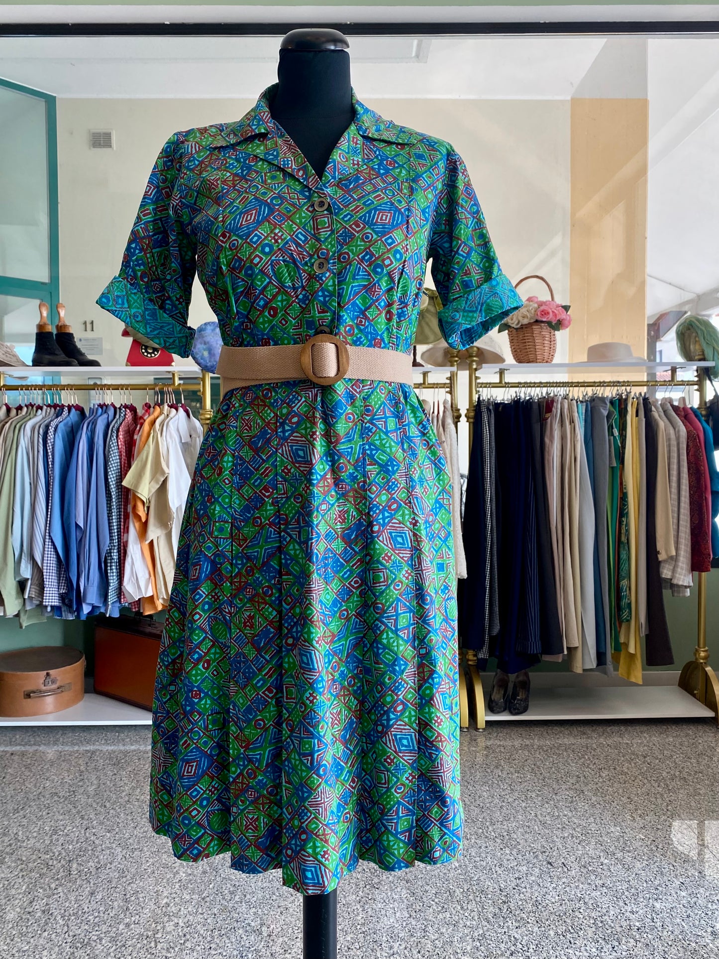 Abito primi anni ‘70 sartoriale in cotone - TG. 42 circa