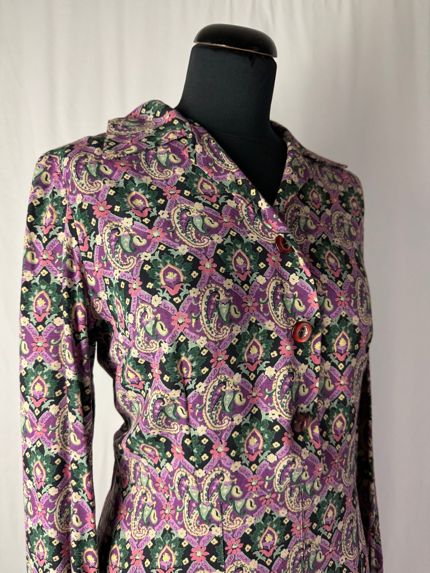 Abito anni ‘70 stampa paisley viola - TG. 44