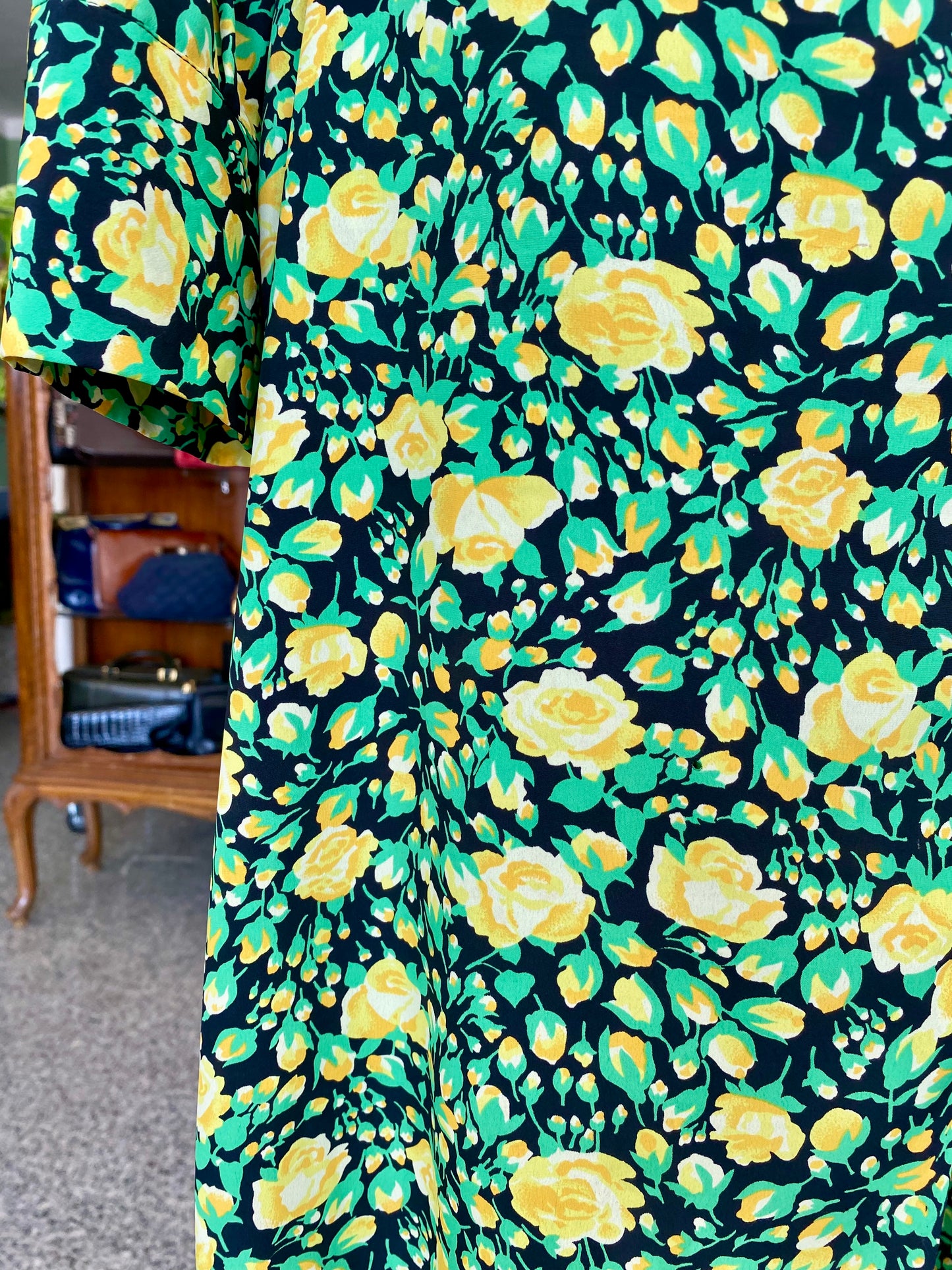 Abito in pura seta fiori gialli - TG. 46 circa