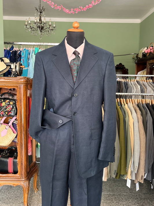 Completo in lino blu NOS tg. 56