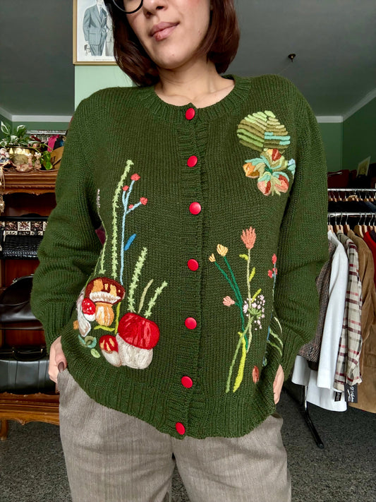 Cardigan tirolese verde con ricami 🍄 - TG. 44/46
