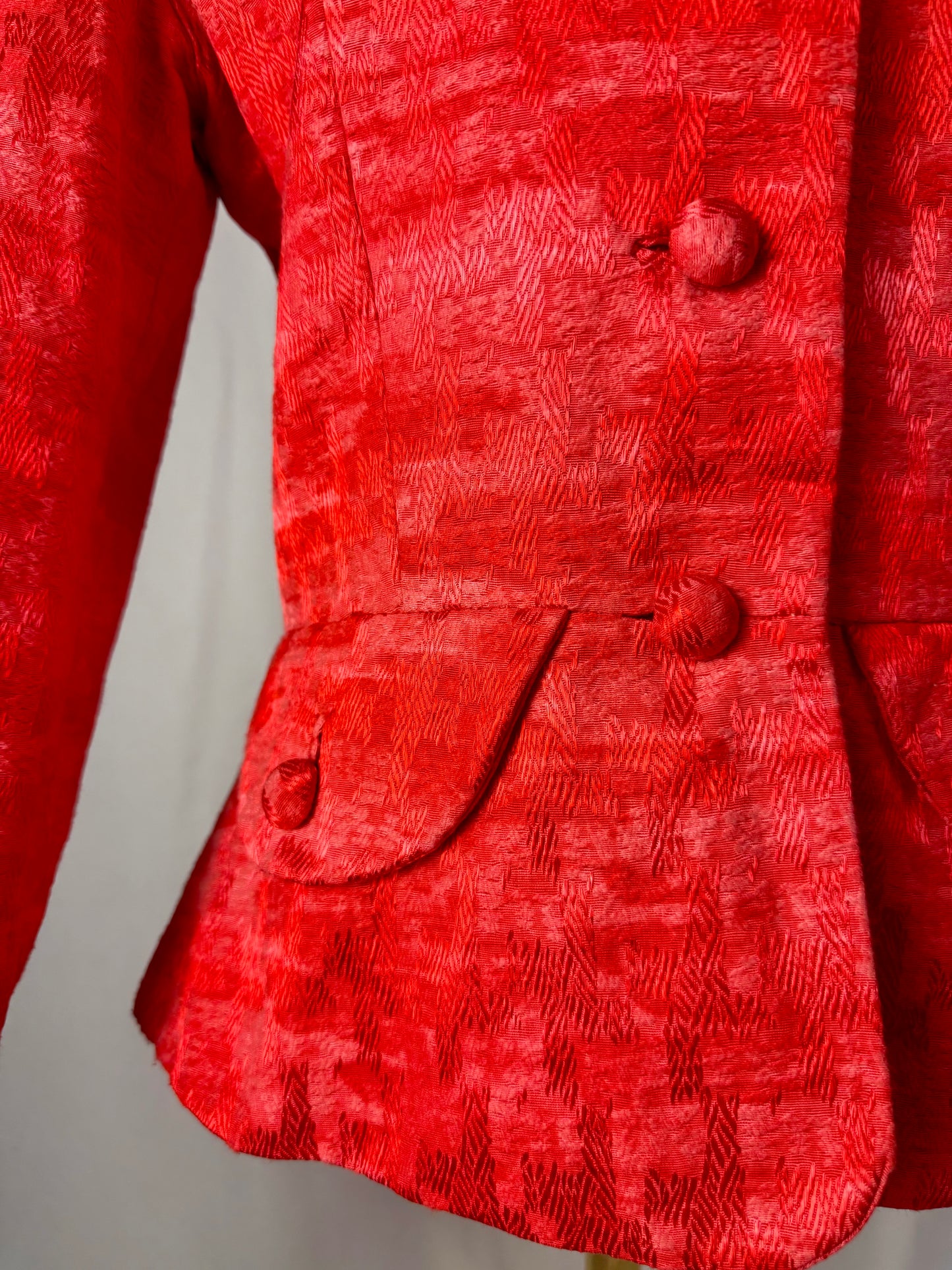 Giacca anni ‘60 color corallo in cotone operato – TG. 44