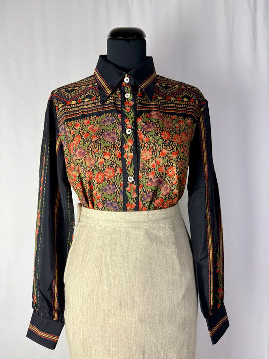 Camicia anni ‘70 con fiori - TG. 44