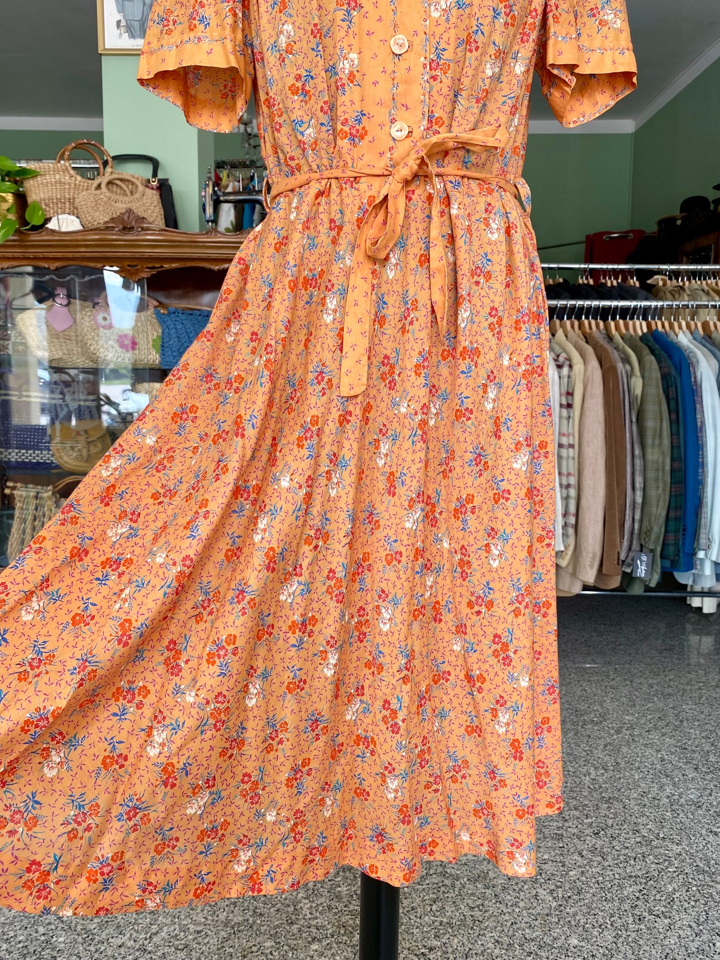 Abito romantico anni ’70 in mussola di cotone – fatto a mano - TG. 44/46