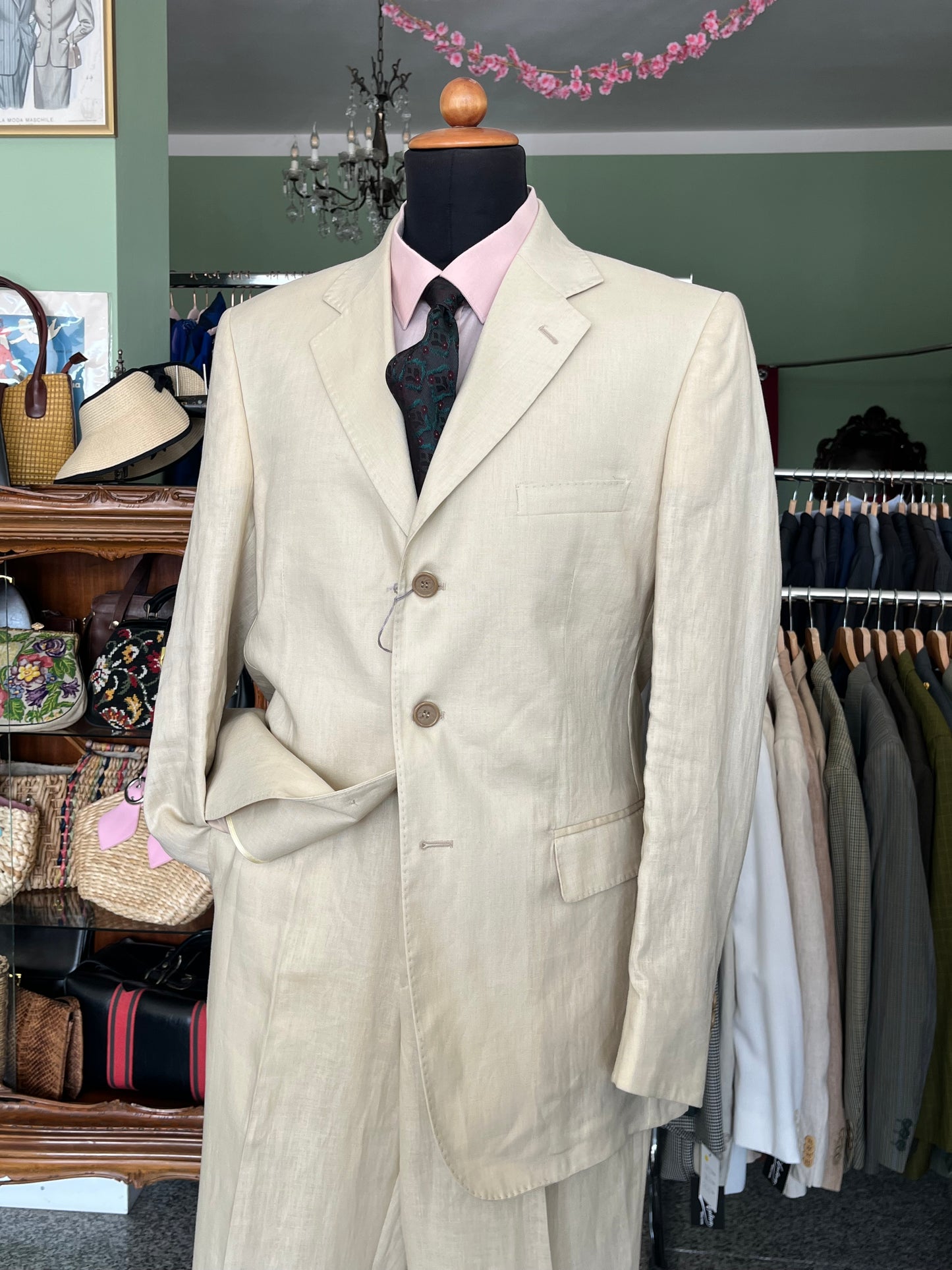 Completo in lino crema NOS tg. 52