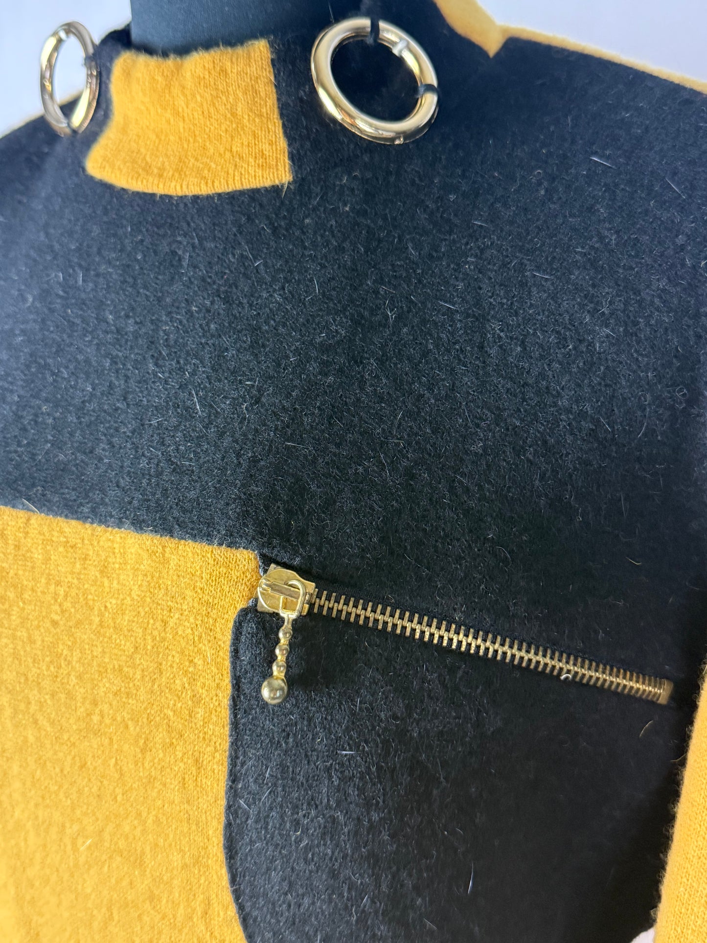 Abito color block in lana giallo e nero - TG. 44/46