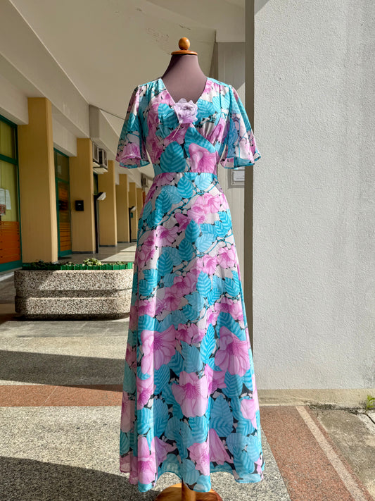 Maxi dress anni ‘70 stampa floreale - TG. 40