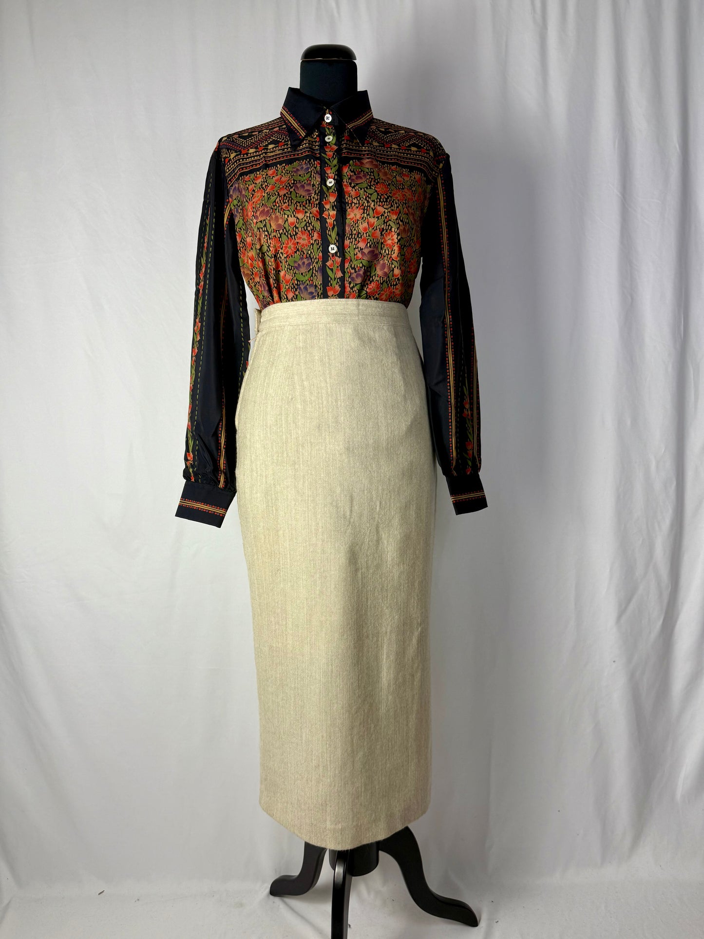 Gonna longuette beige in lana - TG. 38