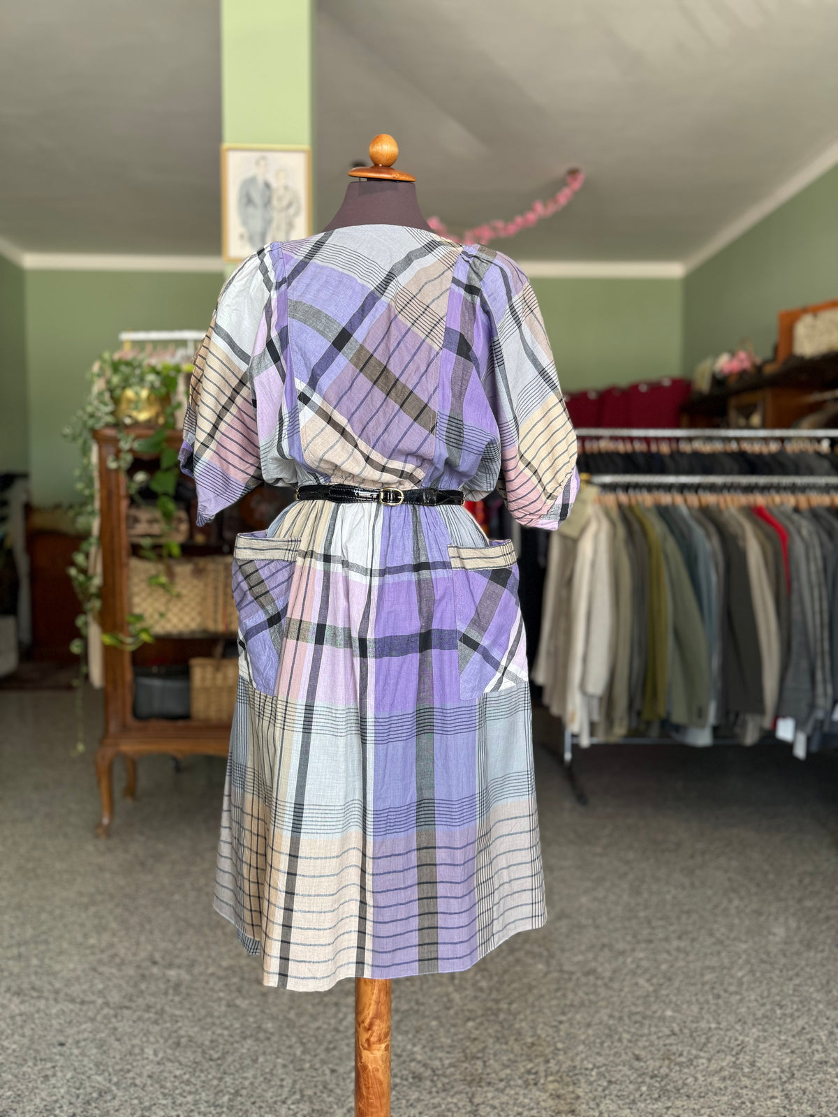 Abito anni ‘80 tartan viola - TG. 48/50