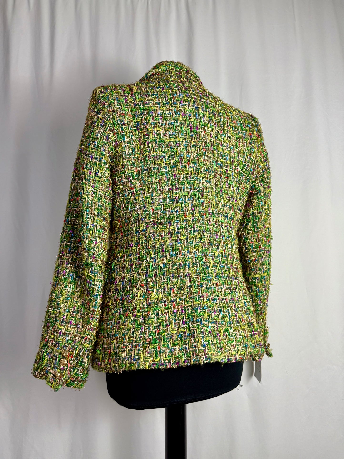 Blazer anni ’90 in tweed multicolor verde - TG. 40/42