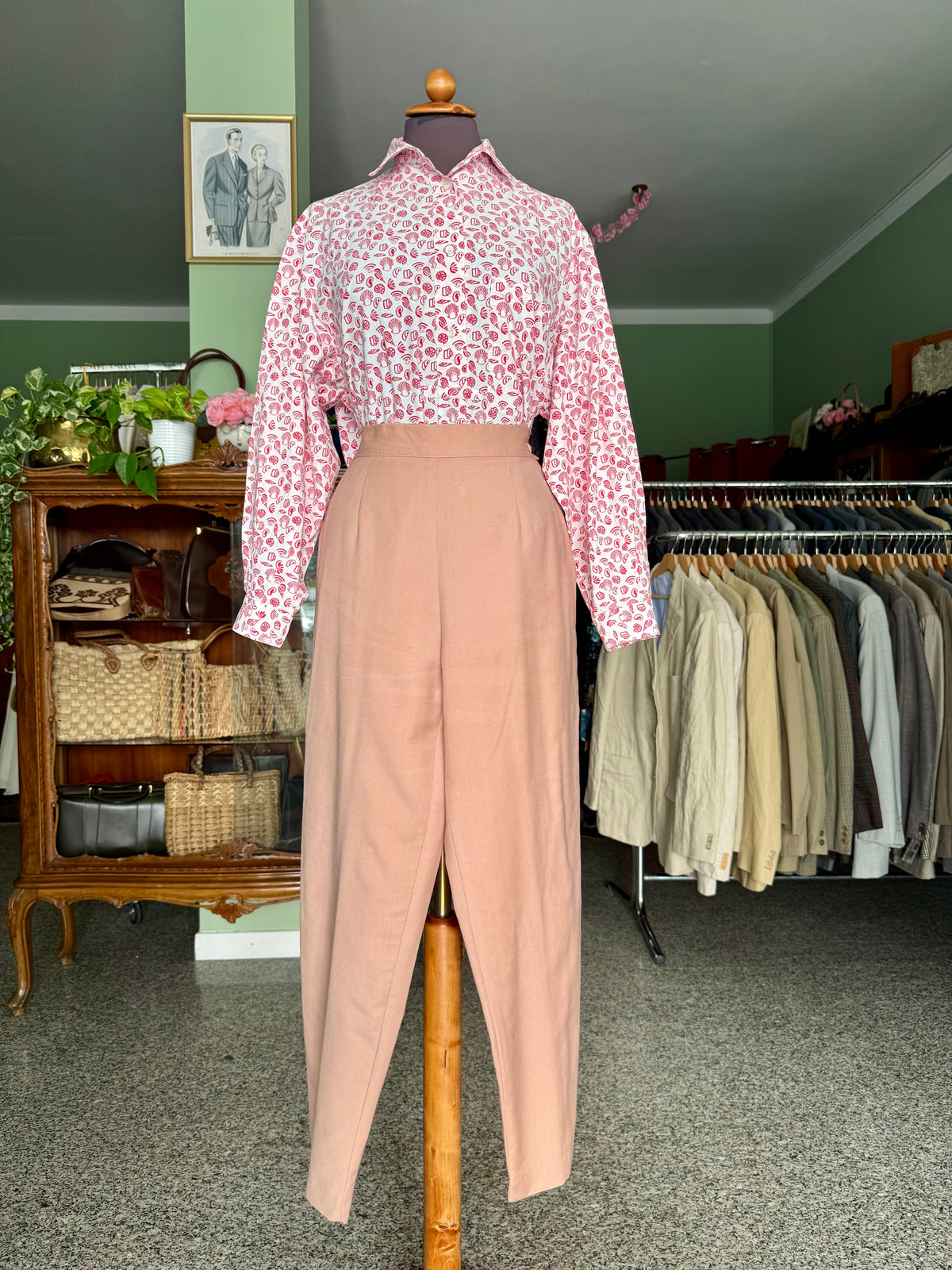 Pantaloni rosa antico in fresco di lana - TG. 42/44
