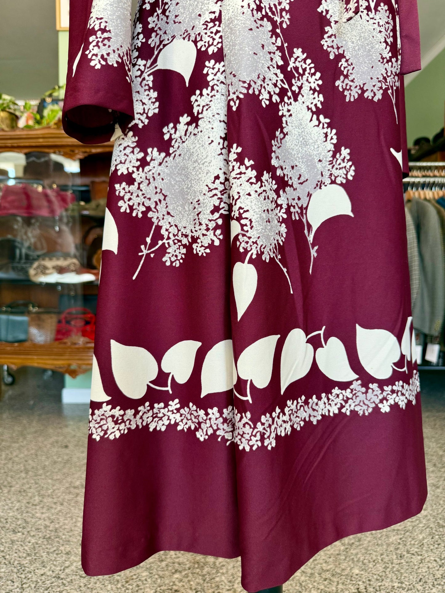 Abito bordeaux con stampa floreale bianca - TG. 44/46