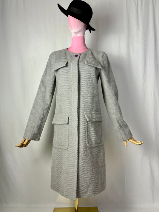 Cappotto sartoriale Ballantyne in lana spigata grigio chiaro – Made in Italy - TG. 40