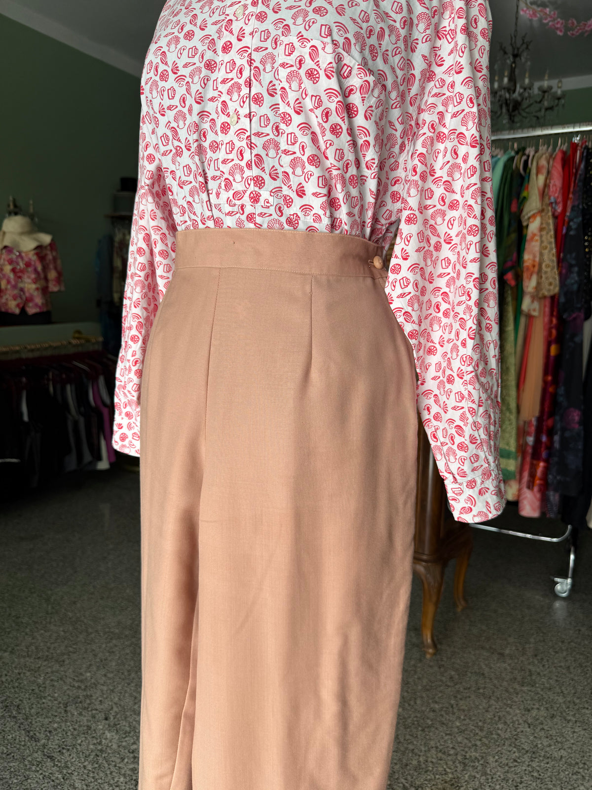Pantaloni rosa antico in fresco di lana - TG. 42/44