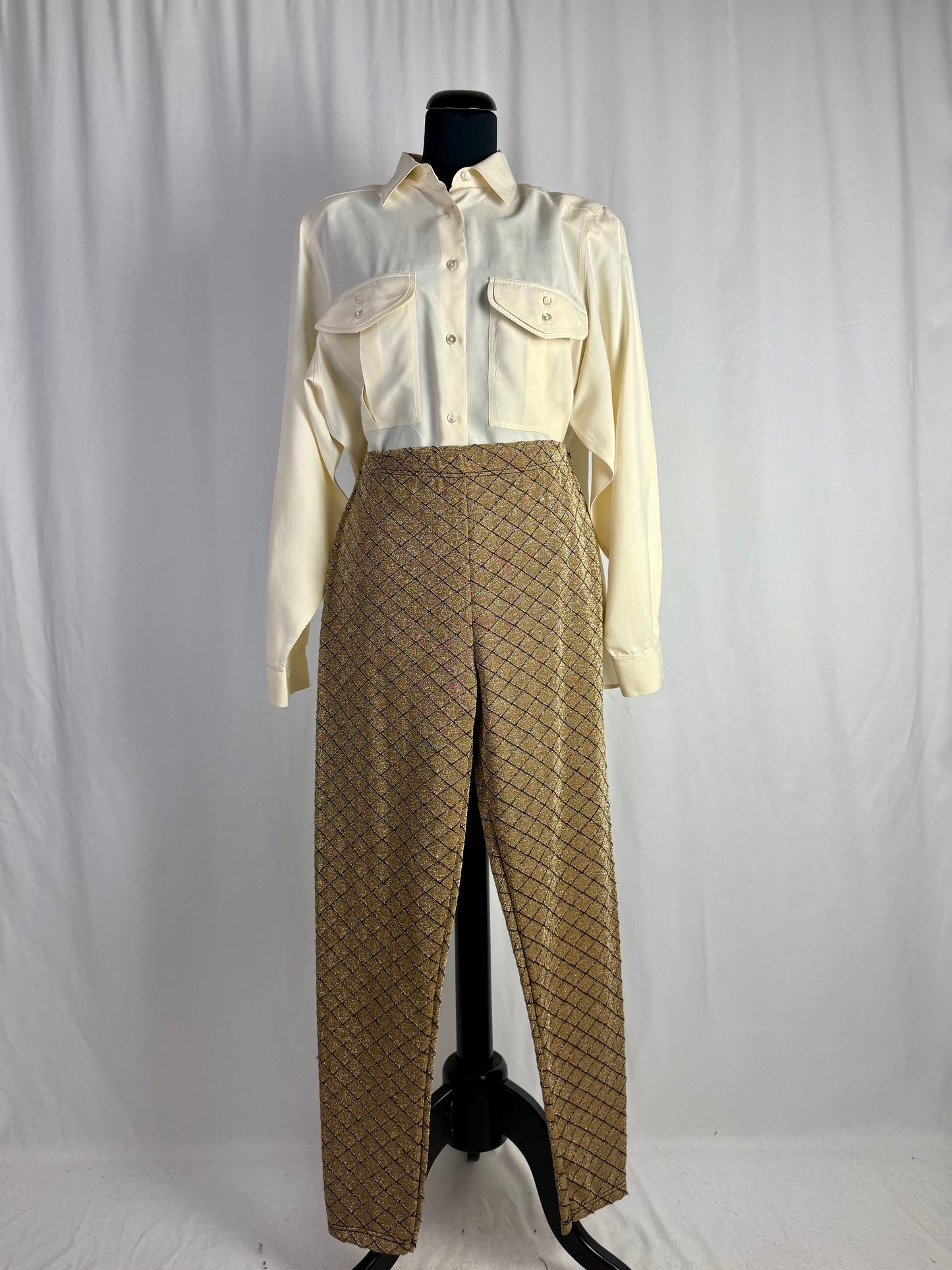 Pantaloni in lurex oro nuovi fondo di magazzino - TG. 40/42