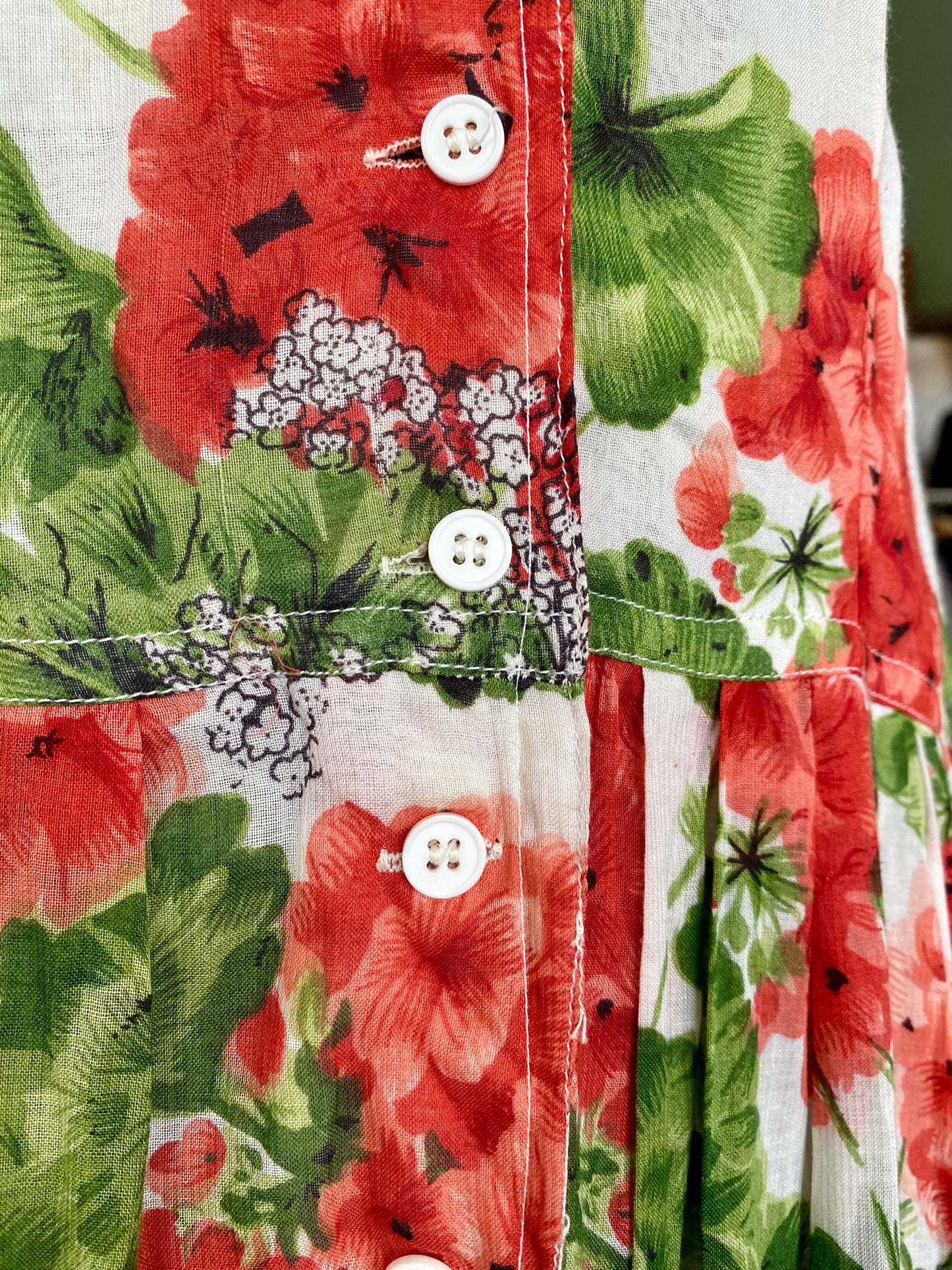 Abito in mussola di cotone con gerani - TG. 40/42