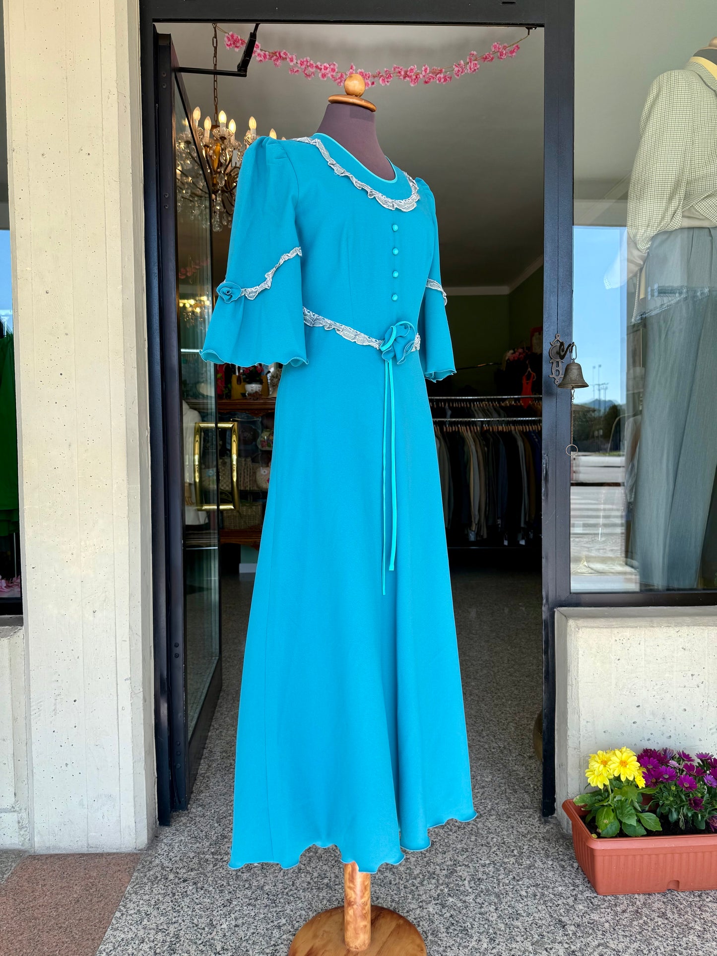 Maxi dress anni ‘70 turchese - TG. 40