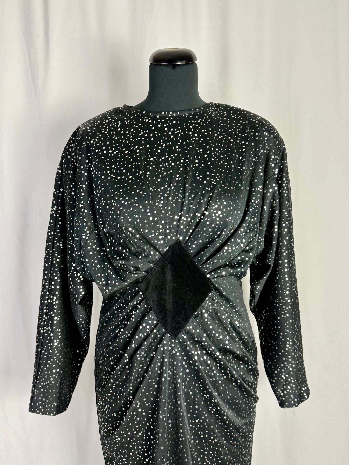 Abito anni ’80 da diva con pois argento scintillanti - TG. 40/42