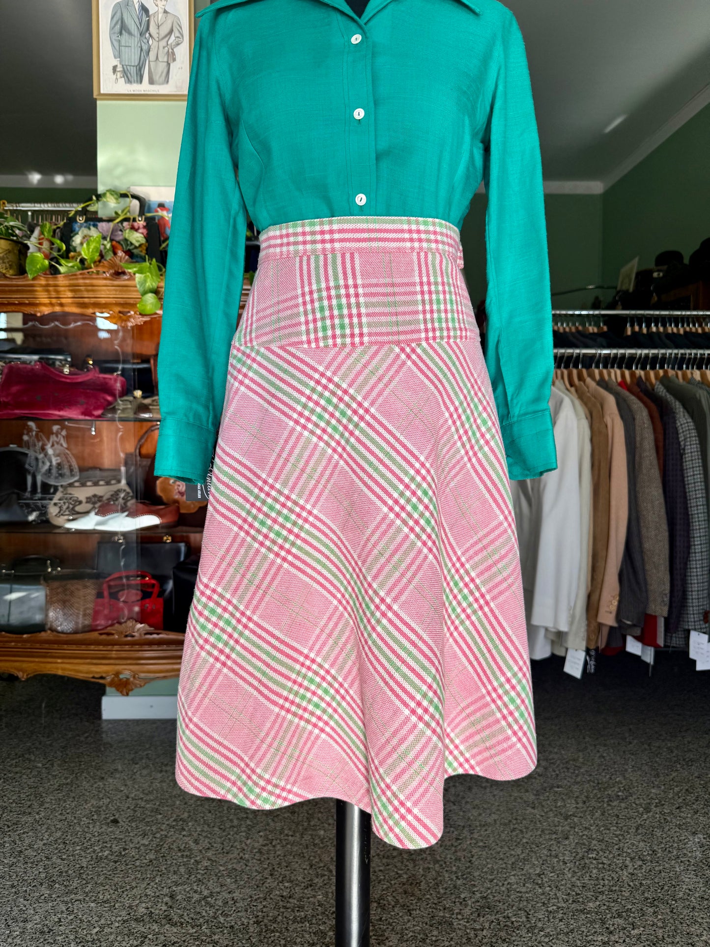 Gonna scozzese rosa e verde anni ‘70 - TG. 40