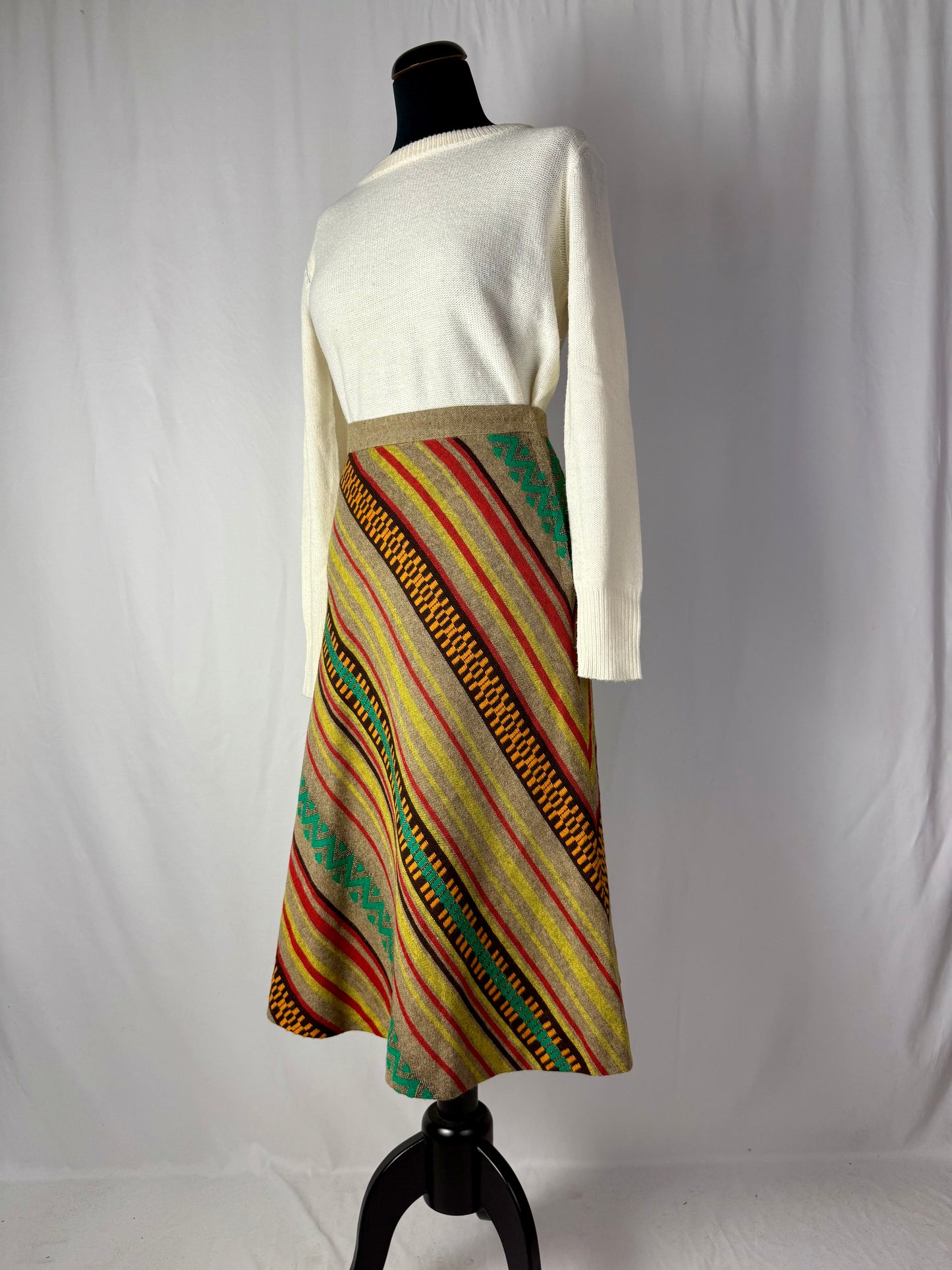 Gonna anni ’70 in lana etnica multicolore - TG. 40
