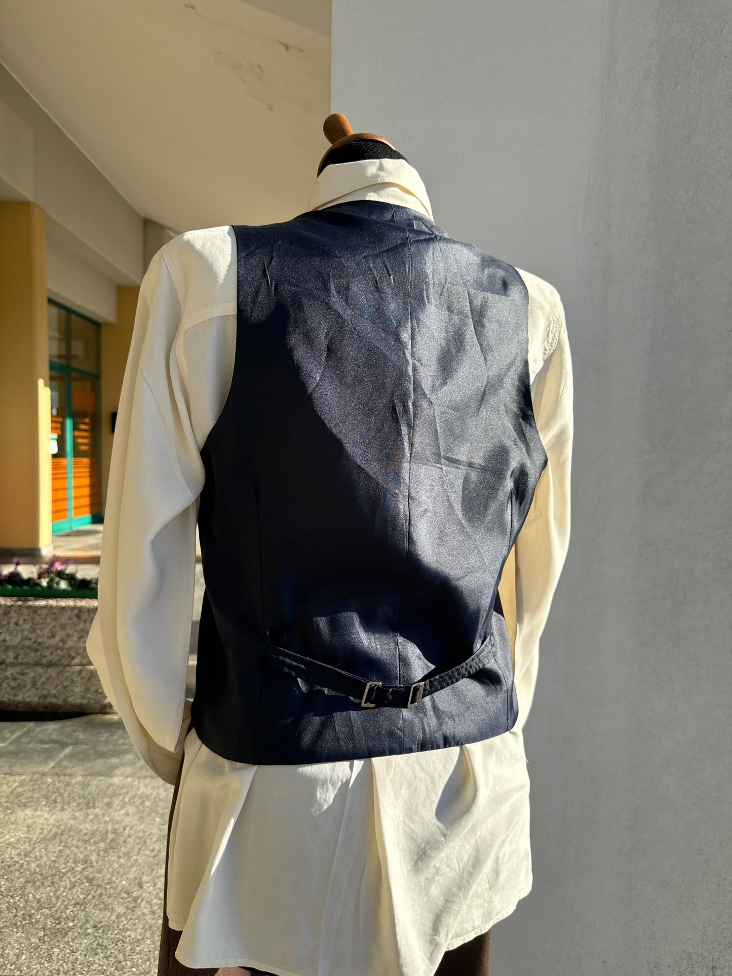 Gilet blu notte gessato - TG. 40/42