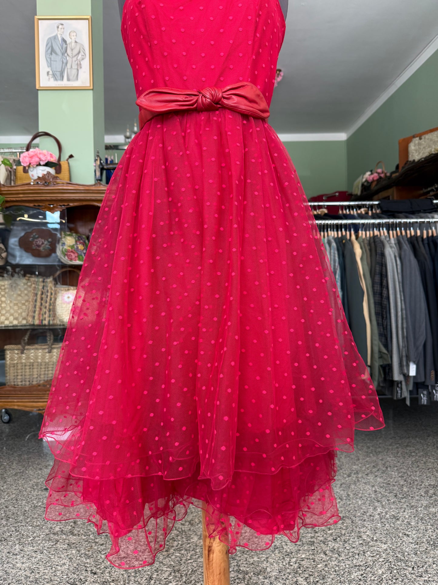Abito anni ‘80 bustier in tulle rosso - TG. 38/40
