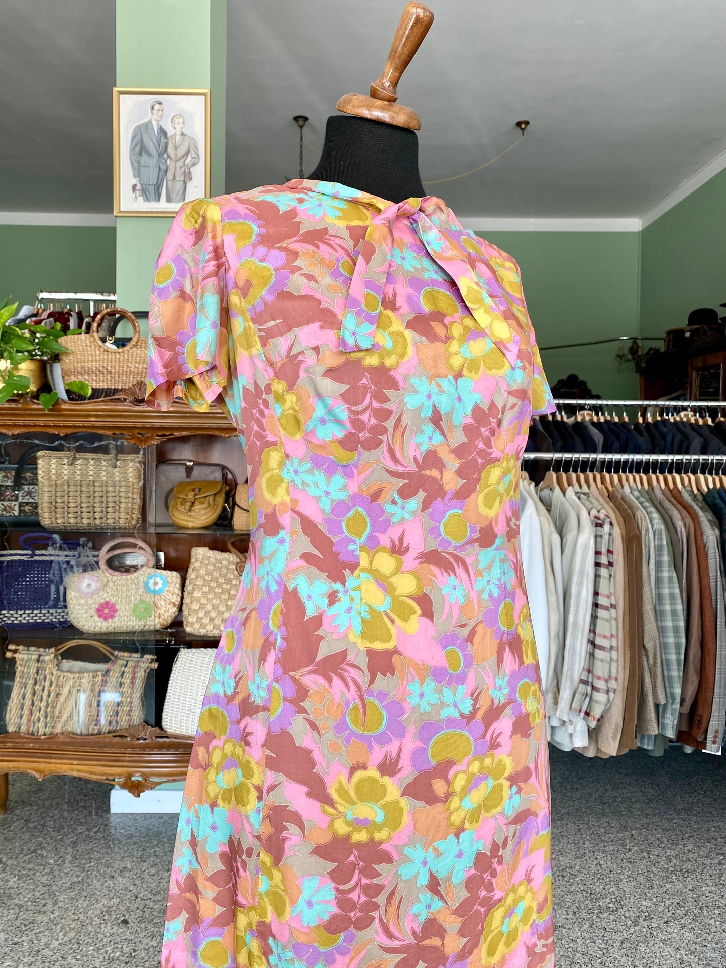 Abito in seta anni ‘60 con stampa iconica - TG. 46