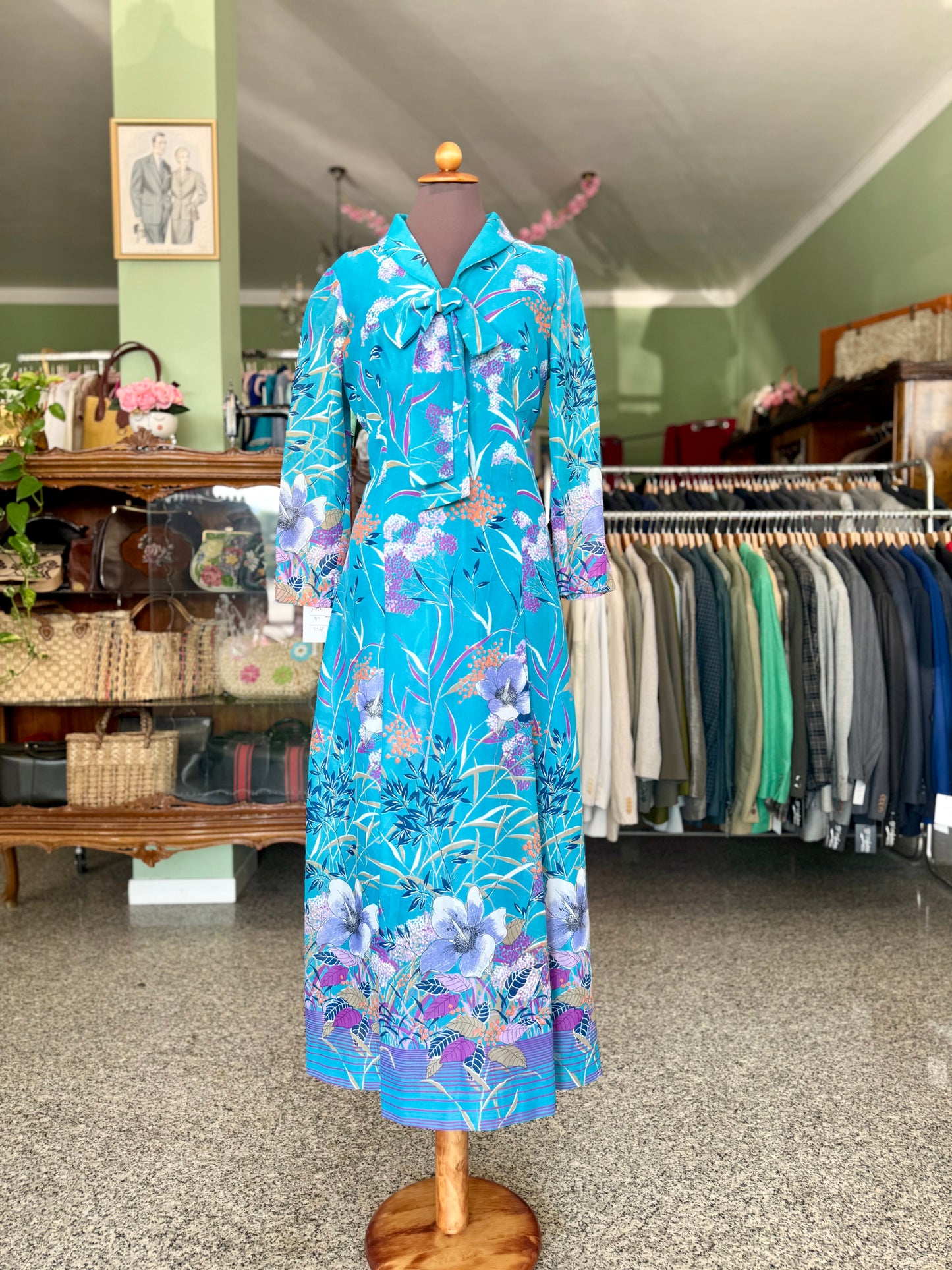 Maxi dress anni ‘70 turchese - TG. 44