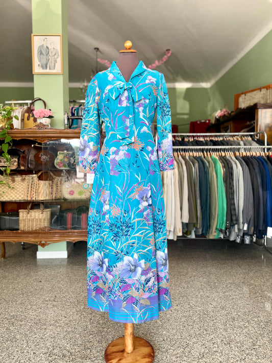 Maxi dress anni ‘70 turchese - TG. 44