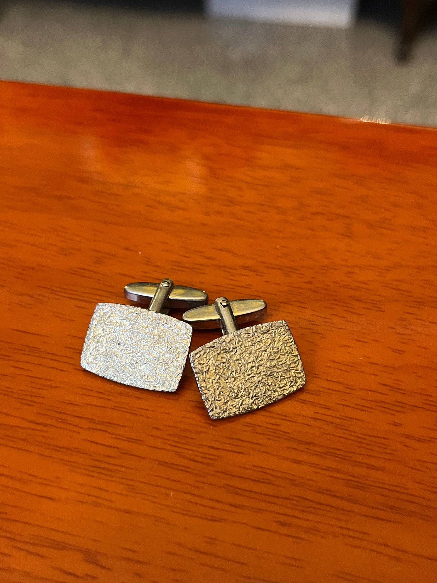 Gemelli argentati rettangolari