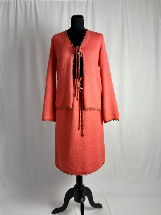 Cardigan + gonna rosa salmone - TG. 44/46